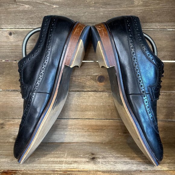 Mens Johnston & Murphy Black Leather Wingtip‎ Brogue Lace Up Oxfords Size 10 M main image 3